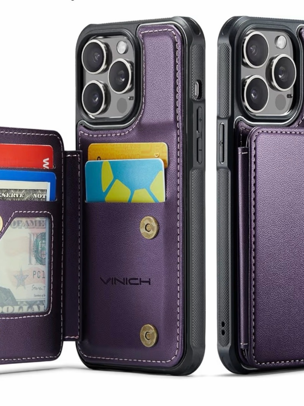 Purple Wallet Card Holder Phone Case 
I Phone 14 Pro Max